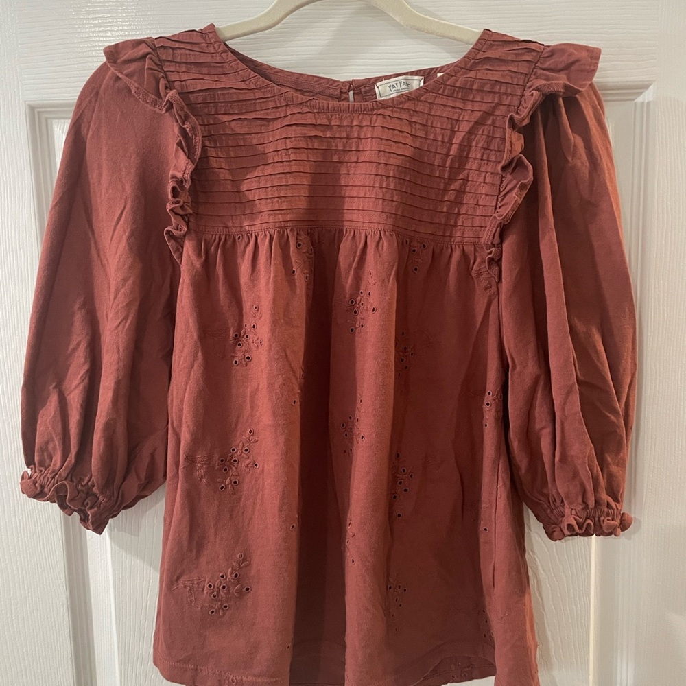 Fat Face Terracotta Pleated Top